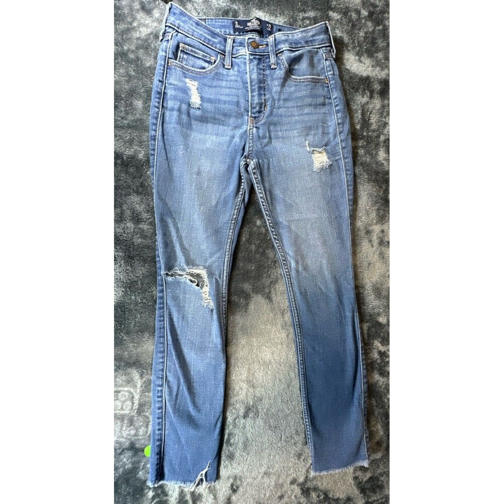 Hollister Womens Super Skinny High Rise Distressed Blue Jeans Size W25 L29